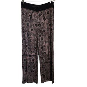 Chico's Travelers 2 L 12 Elastic Tie Waist Slinky Pants Brown Inside Out Look‎